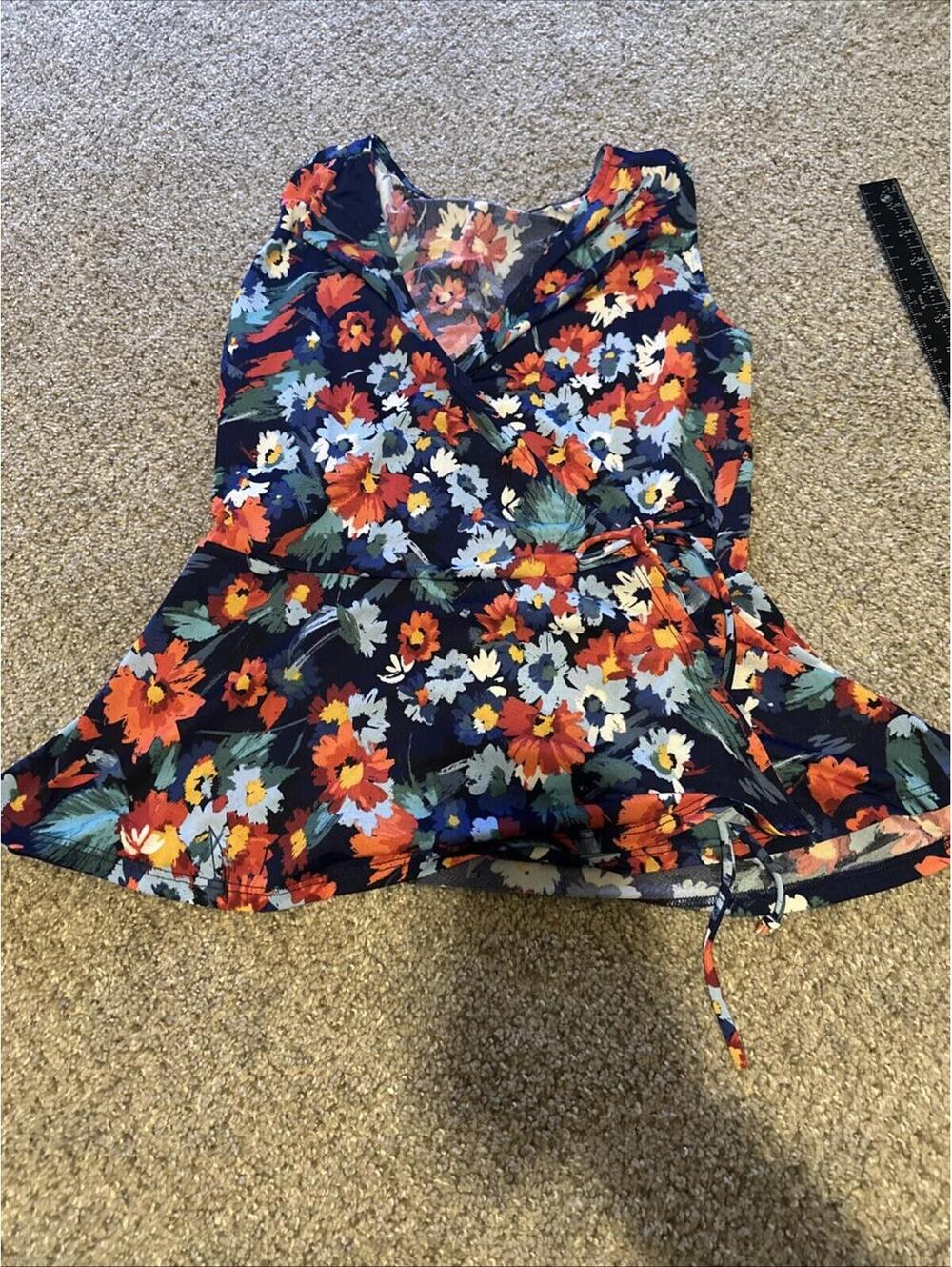 West Kei Stitch Fix Blue Floral Sleeveless Straps Blouse Size Medium Women’s